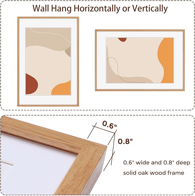 Fun Memories 20x30 Oak Wood Picture Frame, 20"x30" Poster Frame for Wall, 20x30 Picture Frame with Mat for 16x24, 20 x 30 Picture Frames with Real Glass (Beige Oak Color, 2 Pack)