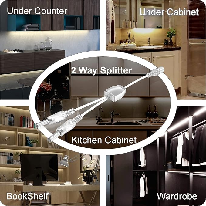 EBD Under Cabinet Lighting Touch Under Cabinet Lights Built-in 45cm Adjustable Cable, Splitter & 3 External Cable, 9 Panel 6500K Coolwhite 3150Lm Kitchen Under Counter Lights