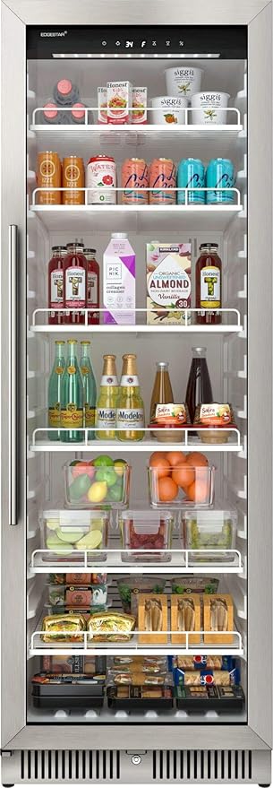 EdgeStar VBM131 24 Inch Wide 13.7 Cu. Ft. Commercial Beverage Merchandiser With Temperature Alarm and Reversible Door - Stainless Steel