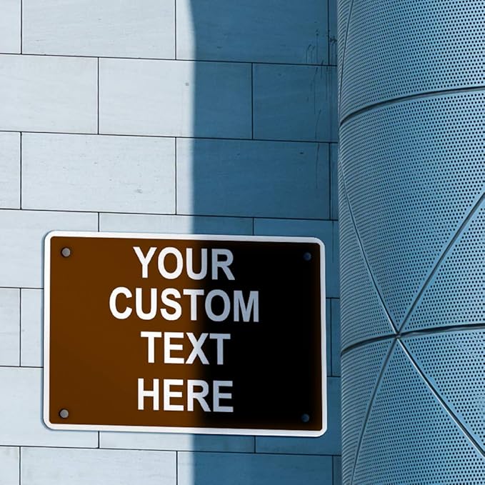 Aluminum Weatherproof Metal Sign Multiple Sizes Custom Personalized Text Here Brown White Recreational Horizontal Street Signs 24x18Inches