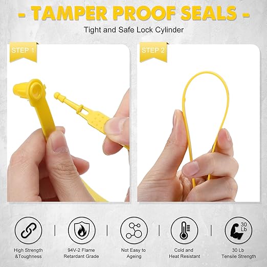Roowest 1000 Pcs Plastic Truck Trailer Door Seals, Tamper Evident Security Tags, Numbered Safety Disposable Locks for Container Logistics Transport Package Shipping(Yellow)