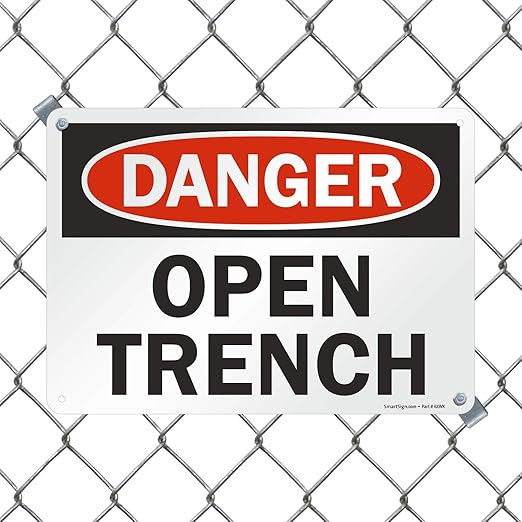 SmartSign "Danger - Open Trench" Sign | 10" x 14" Plastic