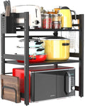 Microwave Storage Rack Microwave Oven Rack, Retractable Counter Toaster Storage Stand Shelf Kitchen Counter Shelf Microwave Mount Stand/3Tier