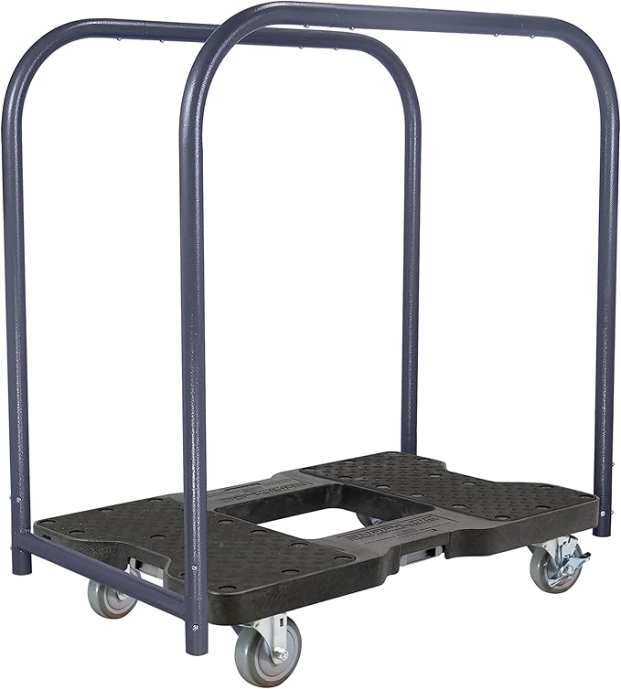 SNAP-LOC, Heavy Duty Moving Dolly 4 Wheels, 1,500 lb with Panel Bars, 4 Inch Casters, Dollies for Moving Cargo, E Strap Attachment Included, Black
