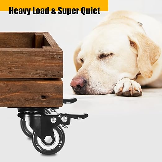 QNCZ 2" Caster Wheels, Casters Set of 4 Heavy Duty but Silent, Excellent Locking Casters with Polyurethane (PU) Wheels, Swivel Plate Castor Wheels for Cart, Furniture, Workbench