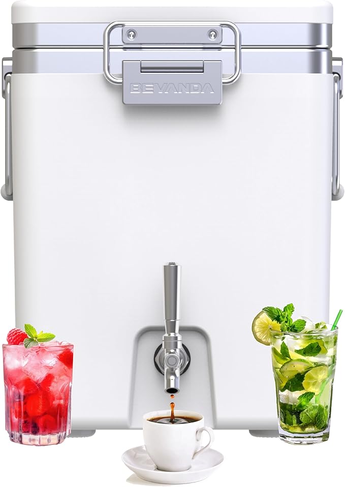 Bevanda - Sperse 5 Gallon Stainless Steel Drink Dispenser - Large Insulated Beverage Dispenser for Parties, Catering, and Home Entertaining - Leakproof & Durable (White)