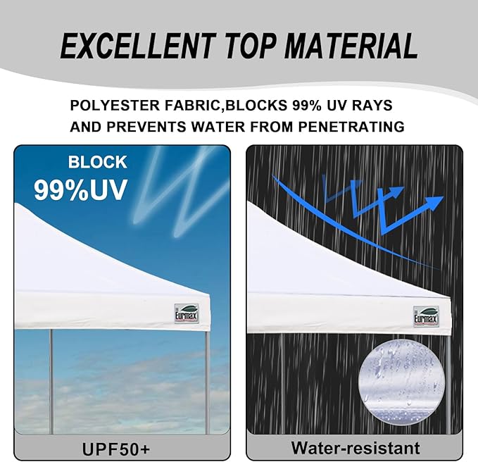 Eurmax USA Standard 10x10ft Patio Pop Up Canopy Tent for Outdoor Events Commercial Instant Canopies with Heavy Duty Roller Bag,Bonus 4 Canopy Sand Bags (Burgundy)
