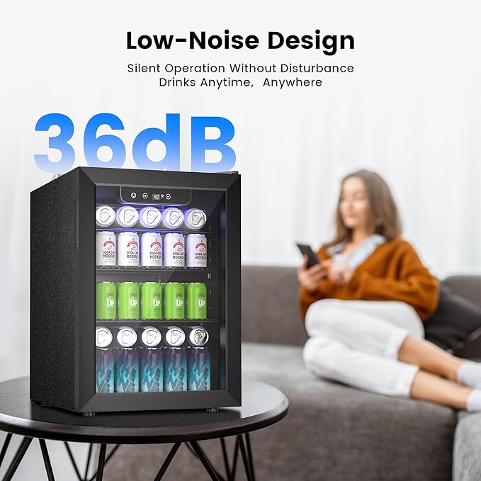 Wine Cooler, 26 Bottle 95 Can Mini Wine Fridge with Clear Glass Door for Beer Soda Water Drink, Small Wine Cellar Beverage Refrigerator for Bedroom Office Home Bar Dorm, 2.6 Cu.Ft
