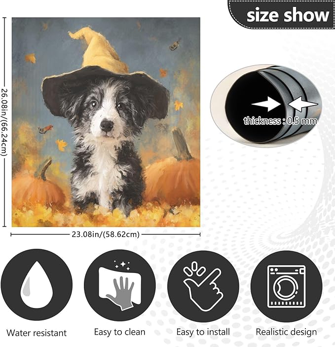 Halloween Dog Pumpkin Orange Dishwasher Magnet Cover Front Door Magnetic Dishwasher Cover Decorative Refrigerator Magnet Covers Fridge Panel Decal for Kitchen Home Decor, 23" x 26"