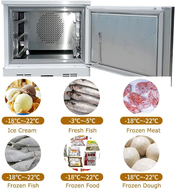 Kolice Commercial Heavy Duty 110V 60HZ 10 Trays Blast Chiller,Chest Freezer,Blast Freezer -40°F~+37.4°F,1200W for Dough,Fresh Meat,Chicken,Sea Food in Hotels,Bars,Cafes,Restaurant,Canteens
