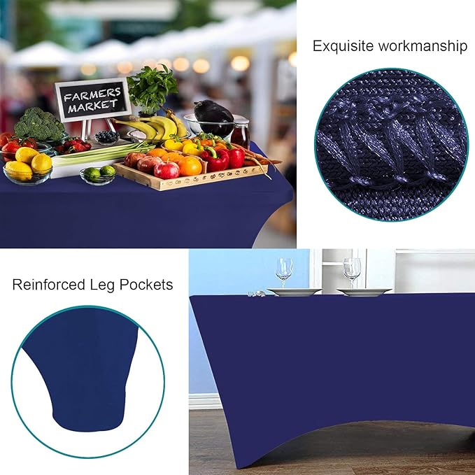 RELIANCER 1 Pack Stretch Spandex Table Covers for Rectangular Tables,6FT Elastic Fitted Tablecloth,Universal Rectangular Table Cloth Protector for Outdoor Party,Wedding,Bar,Birthday,Banquet,Events