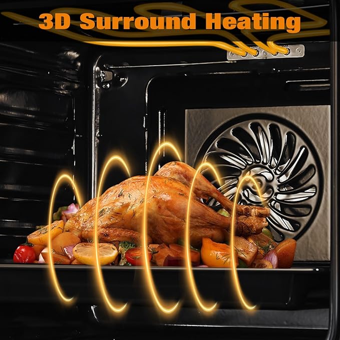 Stainless Steel Toaster Oven, Large Capacity 70L with 3D Heating, Air Fryer Oven Combo for Countertop & Built-in Use,Multi-Function Cooking Modes, Triple-Insulated Glass Door & Easy-Clean Interior