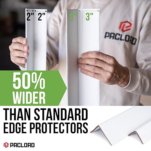 Extra-Wide 48" x 3" x 3" Reinforced Cardboard Edge Protectors (Pack of 100) – 0.16" Standard-Duty Thickness – Cardboard Edge Protectors for Shipping – American Quality Pallet Edge Protector