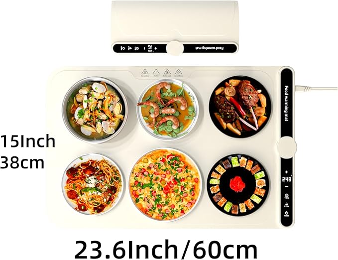 LYSXP 2025 Food Warming Mat, 15x23.6Inch 9-Level Temperature Adjustment, Multi-Functional Food Heater for Parties and Daily Use (Beige)