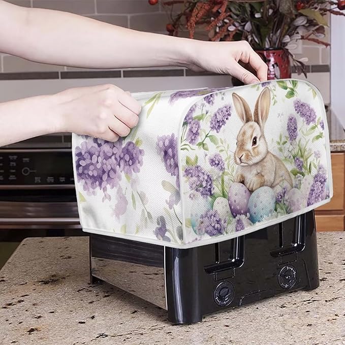 Easter Egg Bunny Print Toaster 2 Slice Cover Dust Fingerprint Protection Universal Size Kitchen Appliance Waterproof Cover