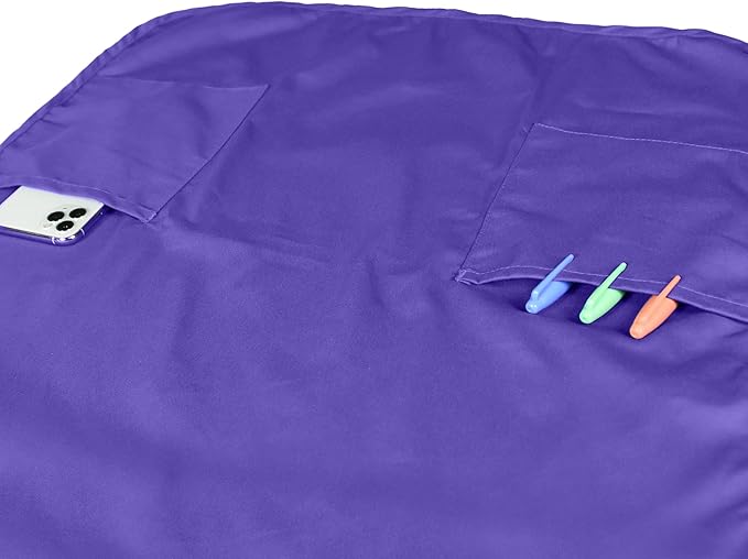 DALIX Apron Commercial Restaurant Home Bib Spun Poly Cotton Kitchen Aprons (2 Pockets) (2, Purple)