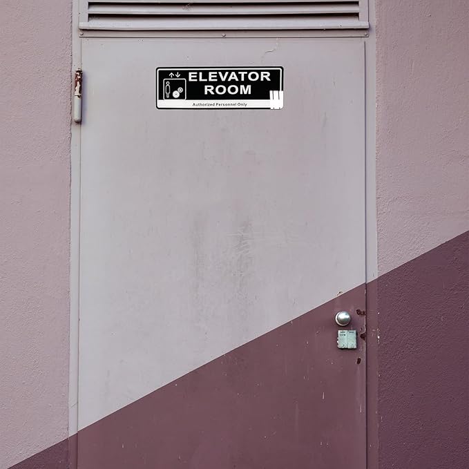 Door Sign,RAMIEYOO Acrylic Authorized Personnel Only Signs for Door,Black and White - 9"x 3" (Elevator Room)