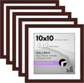 Americanflat 10x10 Picture Frame with Plexiglass - Set of 5 - Use as 8x8 Frame with Mat or Display 10x10 Photo Without Mat - Galleria Collection - Square Frames for Tabletop or Wall - Mahogany