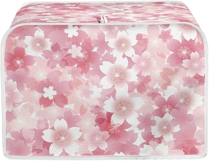 UNICEU Cherry Blossom Print Toaster Dust Cover Protector Compatible with 4 Slice Heat-Resistant Dust Protection Anti-scratch Home Kitchen Decor