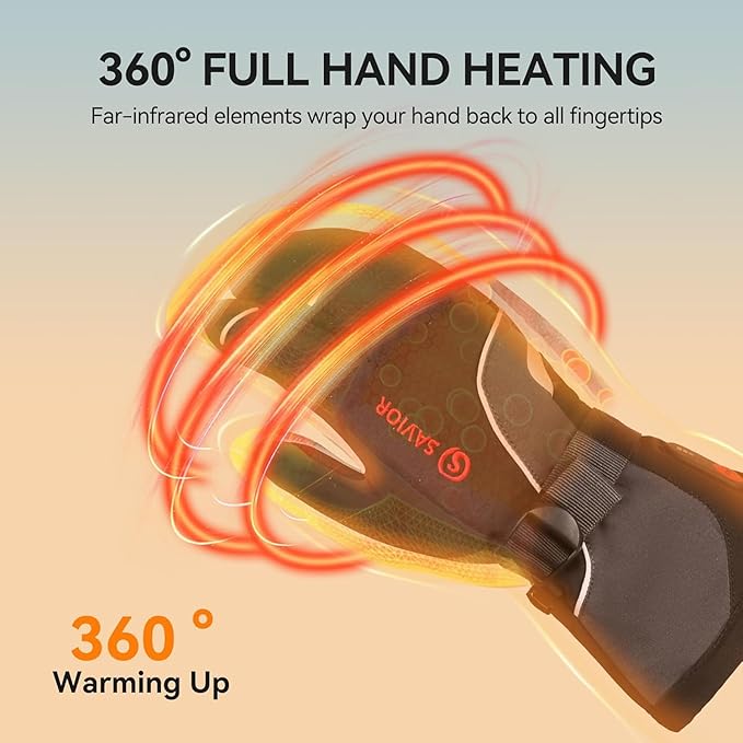 SAVIOR HEAT Heated Ski Mittens 3-Finger Gloves Electric Rechargeable Battery Mitts for Men Women Kids Winter Snowboard Motorcycle Skating Camping Hunting