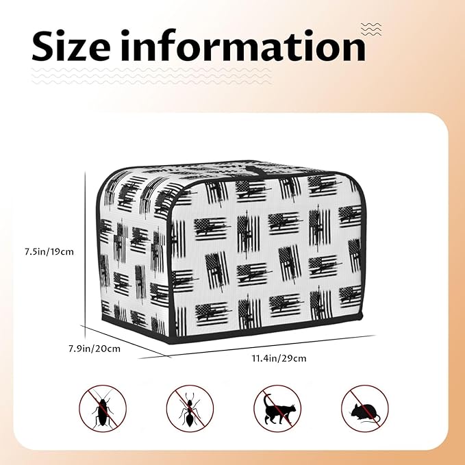 2 Slice Toaster Cover American Hunting Flag, Polyester Dust & Fingerprint Protection with Pocket, Machine Washable Kitchen Appliance Cover