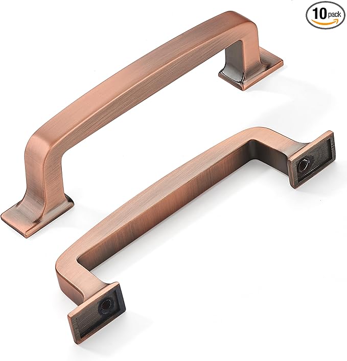 khtumeware 10 Pack 3-3/4 Inch Kitchen Cabinet Handles Brushed Antique Copper Cabinet Pulls Drawer Pulls Kitchen Cabinet Hardware Kitchen Handles for Cabinets Cupboard Handles Drawer Handles