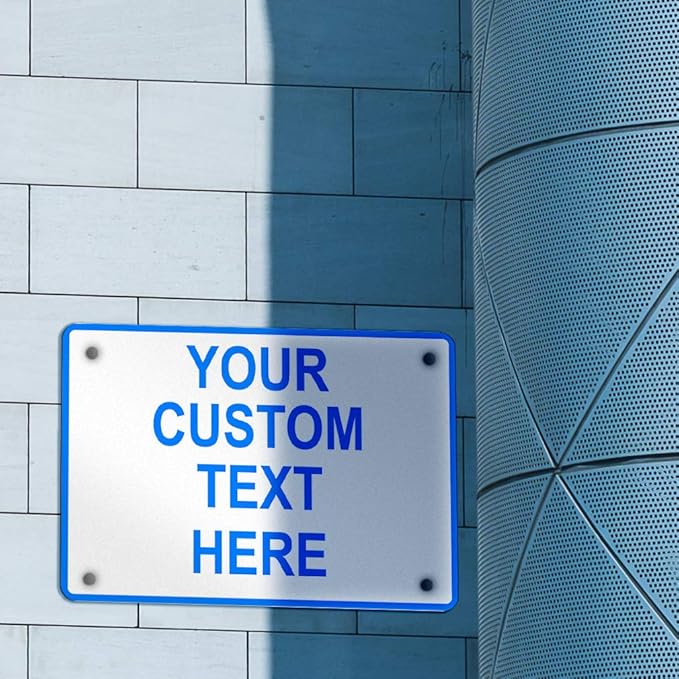 Aluminum Weatherproof Metal Sign Multiple Sizes Custom Personalized Text Here White Blue Notice Travel Horizontal Street Signs 24x18Inches
