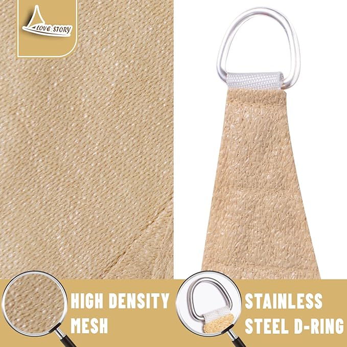 LOVE STORY Custom Size 11' x 23' Sand Sun Shade Sail Canopy Commercial Rectangle Sail Shade Fabric for Patio Garden Backyard Pool (Customized)