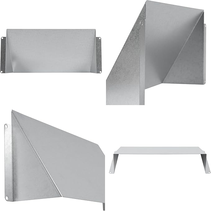 Repa Market 10 x 5 Inch Galvanized Steel Vent Cover - Duct Exhaust/Inlet Rain Deflector - Weatherproof Guard for Ventilation Systems/Indoor/Outdoor Vent Hood/Air Vent Grille Protection Roof