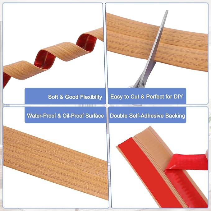 Wall Corner Protector Moulding Trim Peel and Stick Wall Corner Guards Trim Flexible Self Adhesive Edge Protector Moulding, 1.6 in x 10 Ft, Light Brown Wood
