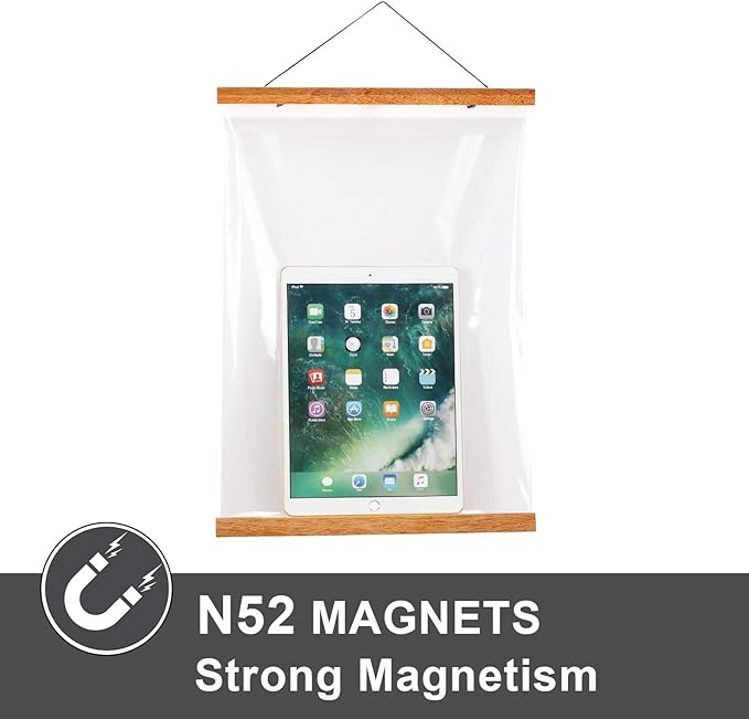 WITCOLOR Poster Hanger Frame, Teak Style 22 inch Wide Magnetic Frame for Wall Decor Art Painting, Magnet Poster Hanger for Photos, Pictures, Prints, Maps, Scrolls and Canvas Artwork
