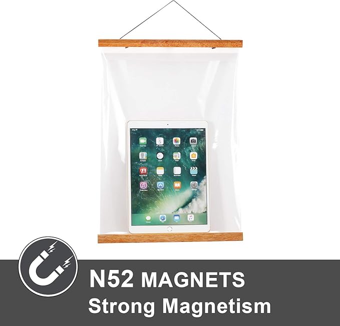 WITCOLOR Magnetic Poster Hanger Frame, 14 Inch Wide Teak Wood Magnet Poster Frame for Posters, Prints, Photos, Pictures, Maps, Scrolls, and Canvas Artwork