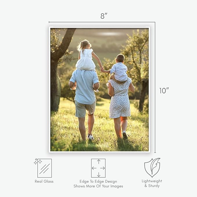 MANTELLO ESSENTIALS 8 x 10 Photo Frame Set, 8 x 10 White Picture Frames, Front Loading Picture Frames 8x10, Set of 6