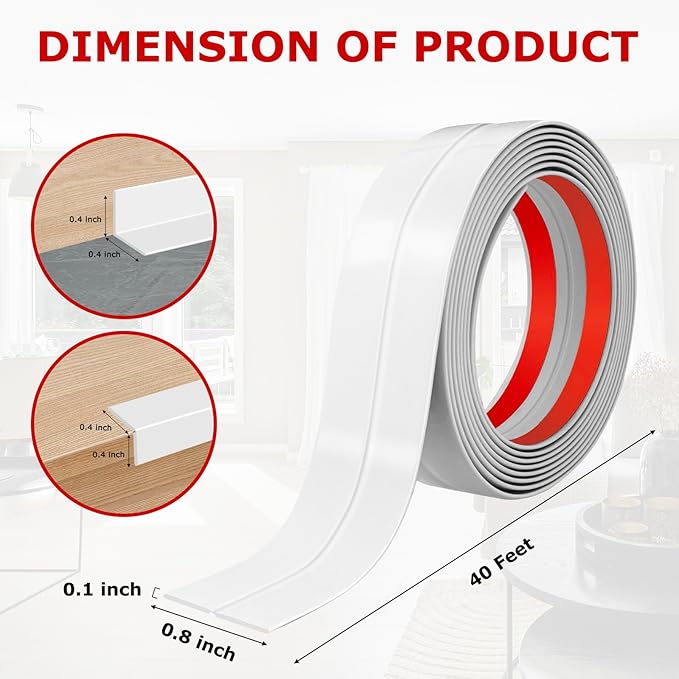Flexible Wall Corner Protector Moulding Trim Peel and Stick Wall Corner Guards Edge Protector Self Adhesive Molding Trim Strip for Edge Ceiling (White, 0.8 in x 40 Ft)