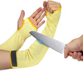 Cut Resistant Sleeves With Thumb Hole,Thin Skin Arm Protection Sleeves And Bruising, Kevlar Sleeves,For Gardening, Welding, Kitchen,For Women, Men, Elderly(Yellow, 11.8 in)