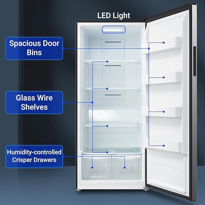 Upright Freezer 21 cu.ft, Freezer Upright Stainless Steel, Frost Free Convertible Refrigerator Freezer for Garage, Kitchen, Home Use(Right Hinge)