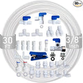 NSF Certified 3/8" O.D. Push to Connect Fittings for RO (Reverse Osmosis) Water Filter 30 pcs+30 feet 3/8" Water tubing.
