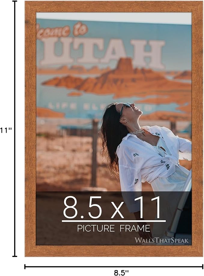 wallsthatspeak 8.5x11 Light Walnut Rustic Pine Picture Frame for Puzzles Posters Photos or Artwork