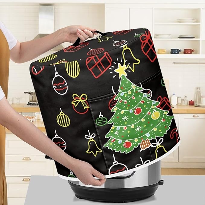 Christmas Tree Dust Cover Instant Pot and Extra Accessories Dust Proof Easy to Clean Pressure Cooker Cover Electric Appliance Cover Air Fryer Accessories with Storage Pocket Size S