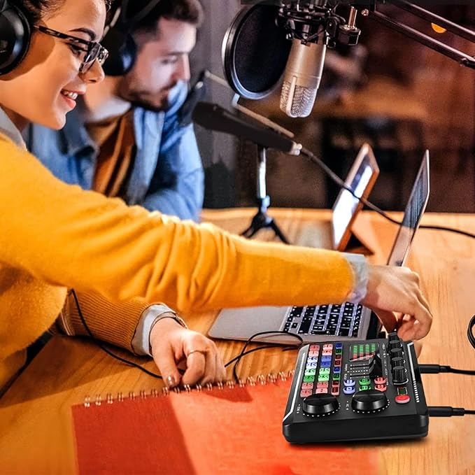 Professional Live Sound Card, Audio Mixer and Audio Interface with DJ Mixer Effects, Voice Changer - Studio Equipment for Streaming/Podcasting/Gaming