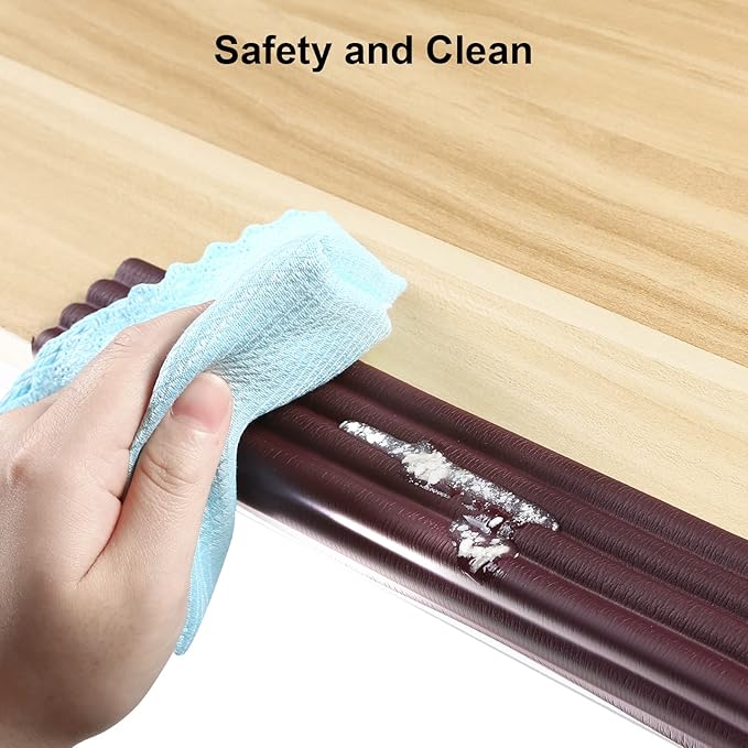 Baby Proofing Edge Corner Protector, 16.4 ft Edge Guards Padding with 3M Adhesive, Extra-Wide Soft Rubber Foam Padding, Furniture,Sharp Edge Safety Corner Edge Bumper Guard-Brown