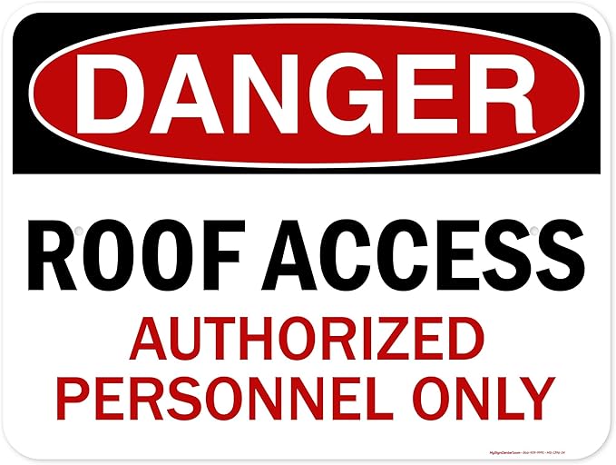 Danger Roof Access Authorized Personnel Only Sign, 18x24 Inches, 55 mil thick HDPE (high density polyethylene), Made in USA by My Sign Center