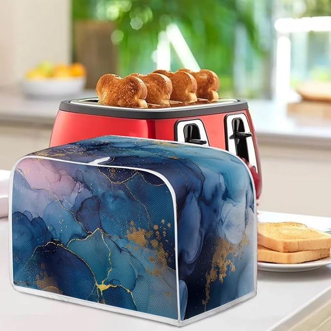 Blue Marble 2 Slice Toaster Dust Cover with Top Handle for Kitchen Decor Small Appliance Bread Toaster Oven Cover Bakeware Protector Keep off Food Stains