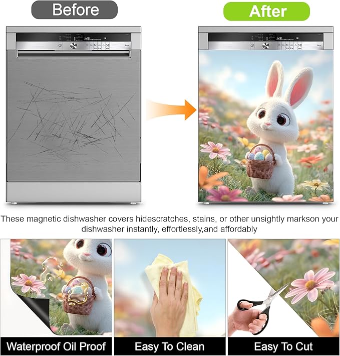 Dishwasher Magnet Sticker Cover Panel Decal Refrigerator Magnetic Sticker Decorative for Kitchen Decoration,Fridge Door Cover, Appliances Stickers 23"x26"