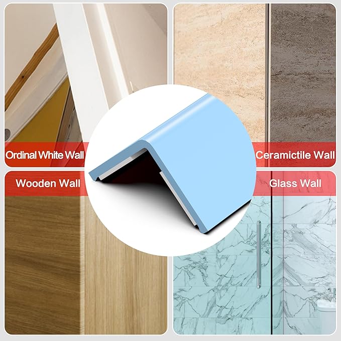 Blue Corner Protectors, 2-Pack Self-Adhesive Wall Guards for Baby Safety, Furniture Edge Protection (90cm)