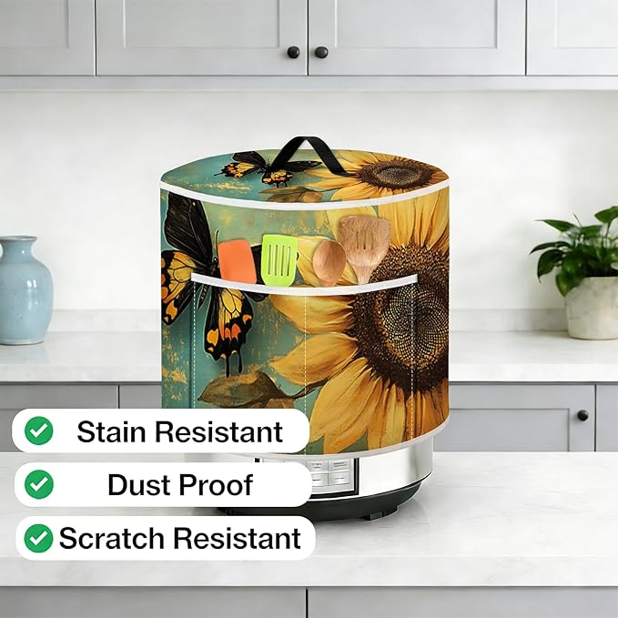 Air Fryer Dust Cover with Top Handle and Storage Bag, Compatible with Rice Cookers, Pressure Cookers, Slow Cookers and Air Fryers, Available in 3-Quart, 6-Quart and 8-Quart Sizes.