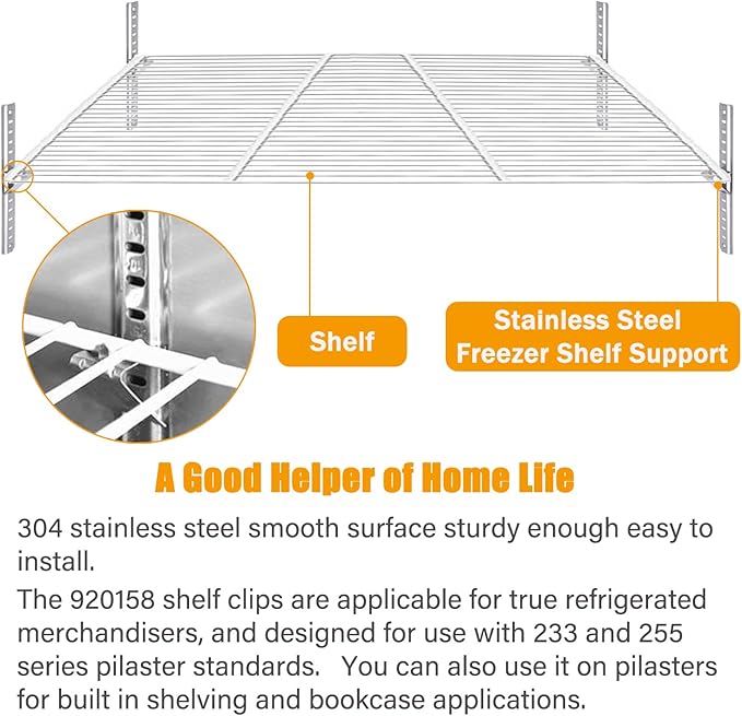 920158 Freezer Shelf Clip,Stainless Steel Shelf Clip for Refrigerator,Freezer Cooler Shelf Support,Replacement Shelf Square Buckles Clips (10)