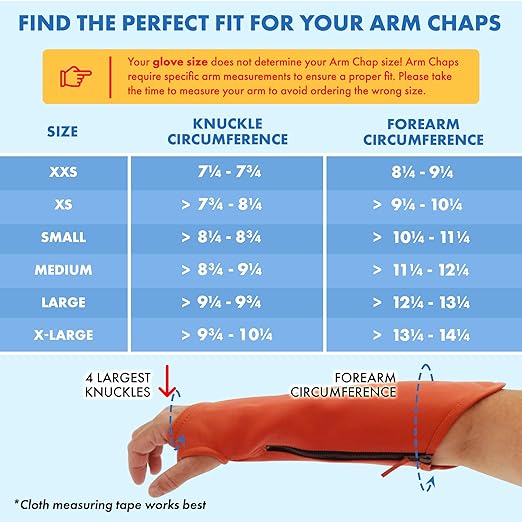 Arm Chaps Extended Elbow Leather Arm Guard - Arm Sleeve Protectors for Thin Skin and Bruising, Scratches & Cuts - Protective Arm Sleeve for Any Age- Left & Right Form-Fitting - Orange(1Pair/Small).