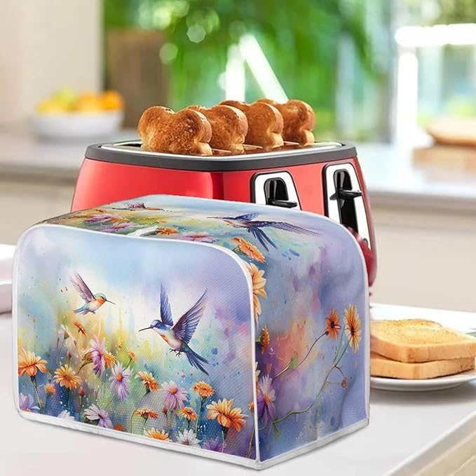 Hummingbird Daisy Print 4 Slice Toaster Cover for Home Waterproof Dustproof Fingerprint Protectors for Kitchen Small Appliance