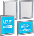 Azar Displays 300336-SLV-4PK Wall Mount Plastic Snap Poster Frame 8.5" x 11" Portrait/Landscape Sign Holder Frame, 4-Pack
